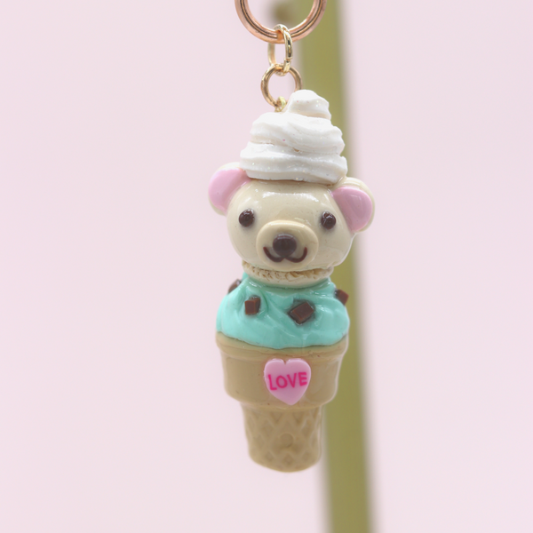 Bear Ice Cream Keychain by Kawaii Craft Shop