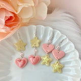 Clay Heart and Stars Kawaii Earrings