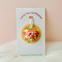 Heart Pizza Clay Necklace
