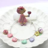 Mothers Day Gift Set Clay Magnet Bracelet Wine Charms by Kawaii Craft Shop