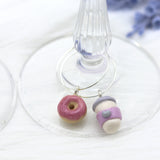 Mom Donut and Latte Clay Wine Charms by Kawaii Craft Shop