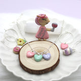 Mothers Day Gift Set Clay Magnet Necklace Wine Charms by Kawaii Craft Shop