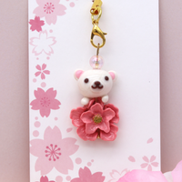 Sakura Clay Bear Charm by Kawaii Craft Shop