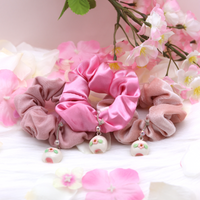 Sakura Mochi Clay Charm Scrunchies by Kawaii Craft Shop