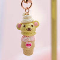 Kawaii Bear Strawberry Ice Cream Keychain by Kawaii Craft Shop