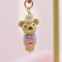 Kawaii Bear Taro Ice Cream Keychain by Kawaii Craft Shop