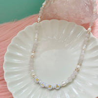 Pearl and Rose Quartz Letter Necklace