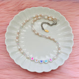 Kawaii Pearl Letter Necklace