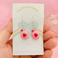 Sakura Strawberry Mochi Clay Earrings