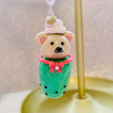 Boba Bear Christmas Clay Ornaments