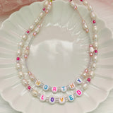 Kawaii Bead and Pearl Letter Necklace