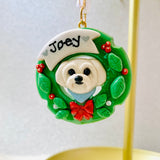 Personalized Christmas Wreath Clay Ornament